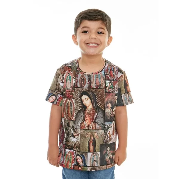 Camiseta Infantil Unisex Nuestra Señora de Guadalupe Collage