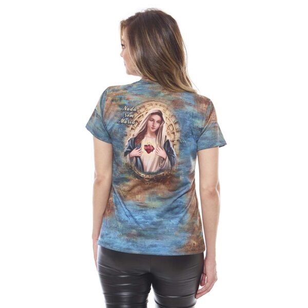 Camiseta Femenina Tipo T-Shirt Sagrado Corazón de Jesús e Inmaculado Corazón de María - Image 3