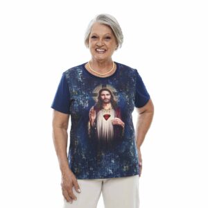 Camiseta Femenina Sagrado corazón de Jesus Cruz