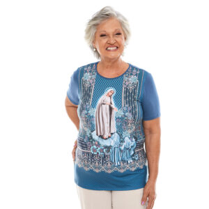 Camiseta Femenina Tipo T Shirt Virgen de Fatima petroleo