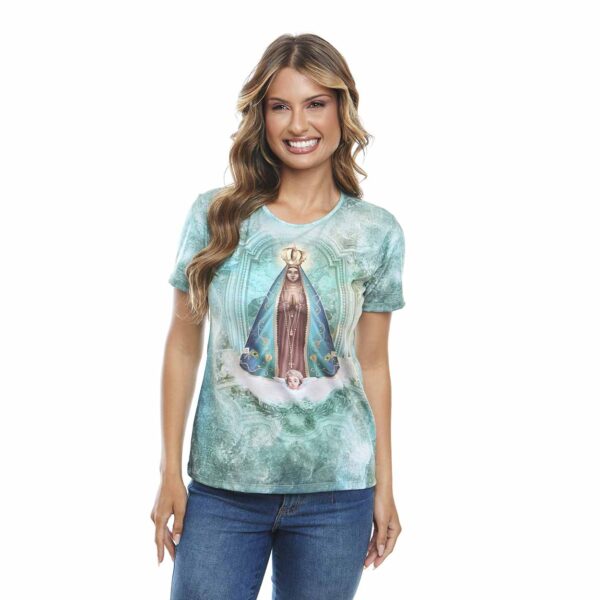 Camiseta Femenina tipo T shirt Virgen de Aparecida