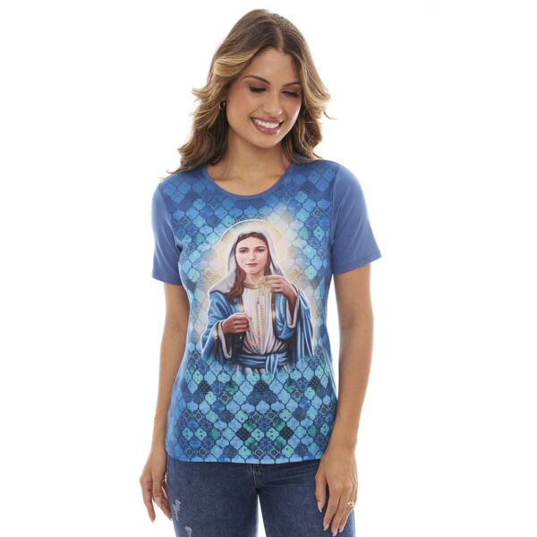 Camiseta Femenina Tipo T-Shirt Virgen del Rosario