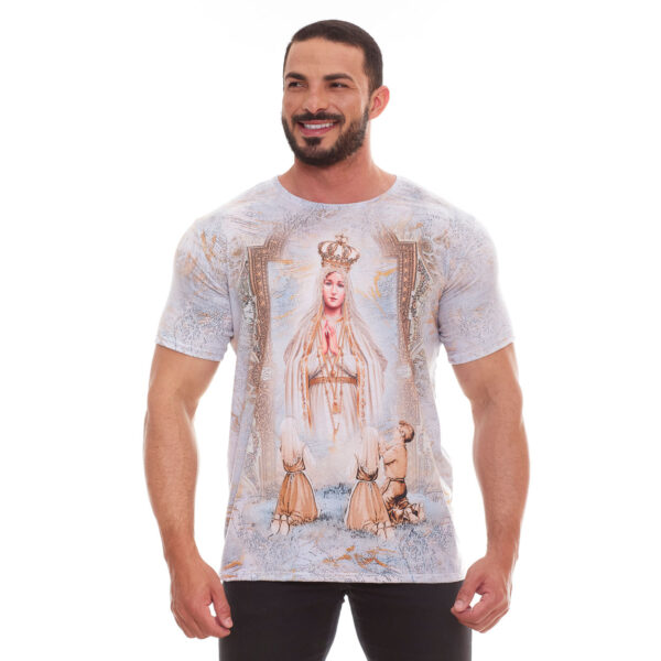 Camiseta Masculina blanca de Nuestra Señora de Fátima