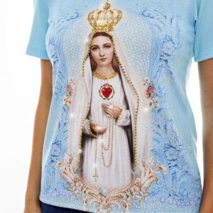 Blusa femenina Virgen de Fátima Brillos