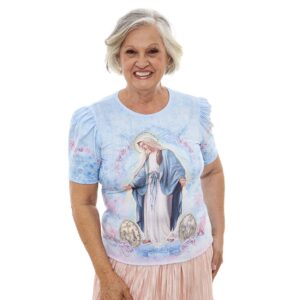 Blusa Virgen de la Medalla Milagrosa Manga Princesa