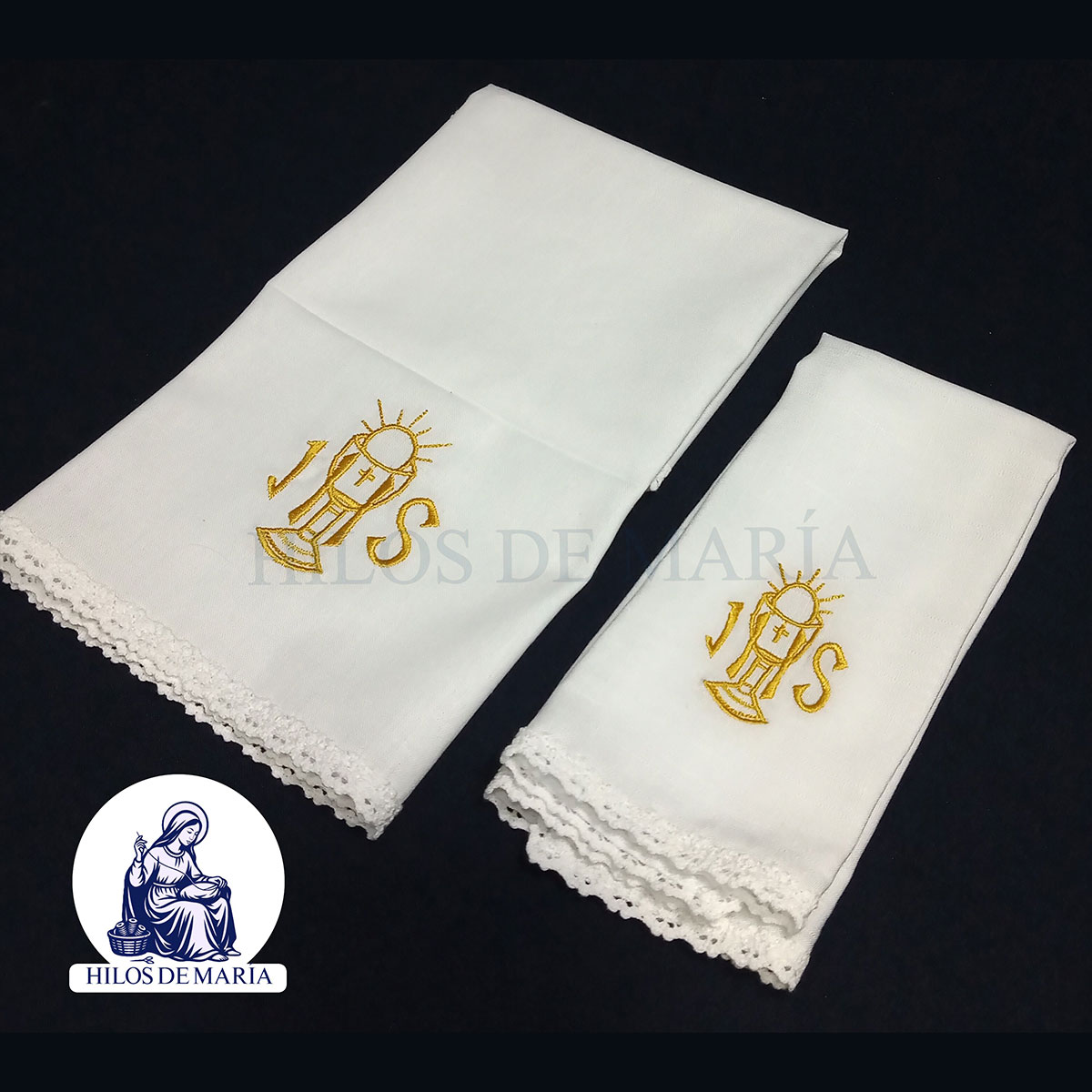 Paños JHS cáliz dorado