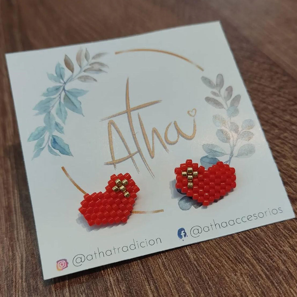 Aretes tejidos Miyuki Corazón